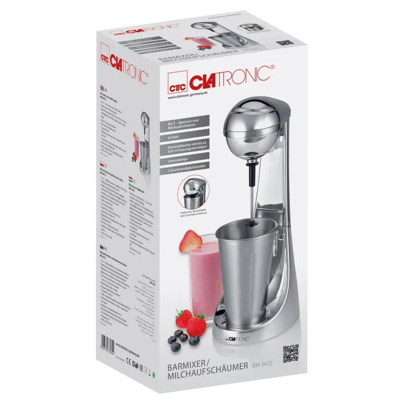 Барный миксер-пеносбиватель Clatronic BM 3472 : Идеален для приготовления коктейлей.